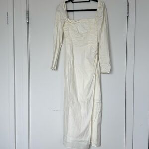 Reformation white long sleeve midi dress